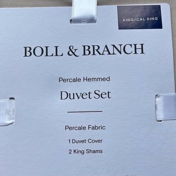 Boll & Branch Signature Hemmed Organic Cotton KING Duvet Cover & Shams Set BLUSH - Picture 4 of 5